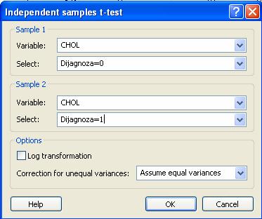 Statistics T-test Independent t-test Ako je P>0,05 varijance su homogene i možemo koristiti