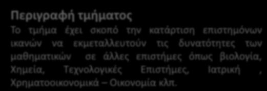 νδεικτικά αθήματα ραμμική Άλγεβρα, Δομές δεδομένων, ρχεία και βάσεις δεδομένων, αθηματική βιολογία, αθηματική οντελοποίηση, Υπολογιστική