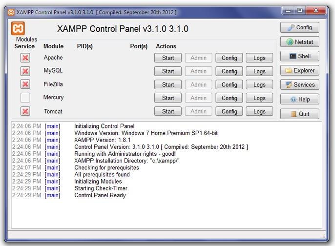 Εικόνα 23 Eγκατάσταση XAMPP (7) Κατόπιν κάτω από το μενού Έναρξη (Start) του υπολογιστή, δημιουργήθηκε ένας νέος κατάλογος εφαρμογών με το όνομα apachefriends, που περιέχει όλες τις εντολές που