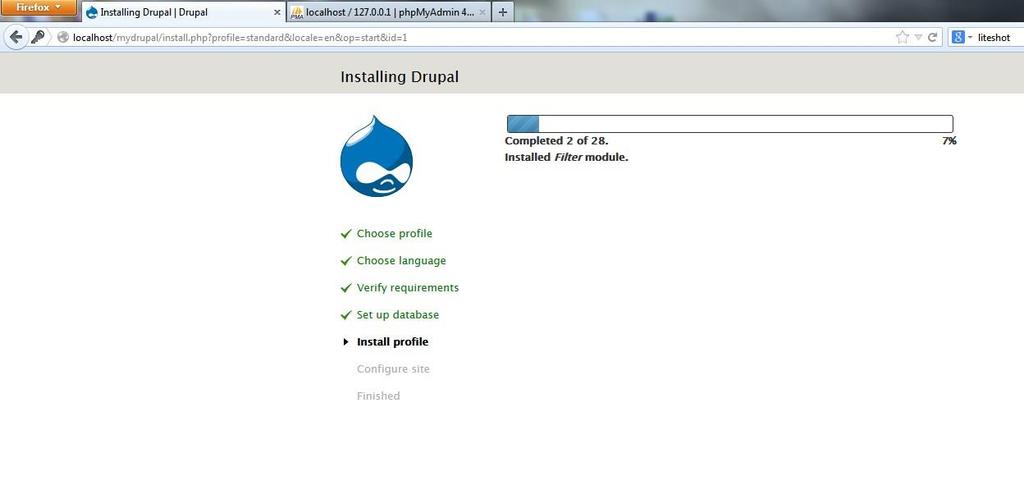 Εικόνα 39 Ρυθμίσεις Drupal (7) Στη συνέχεια συμπληρώνουμε το όνομα της ιστοσελίδας μας :