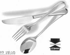 11,5 cm 18/0 2 mm  Bettina μήκος 030010115 κουτάλι φαγητού 20,4 cm 030010116 πιρούνι φαγητού 20,6 cm 030010117 μαχαίρι φαγητού solid 23,3 cm 030010118 κουτάλι πρώτου/επιδορπίου 17,1 cm 030010119