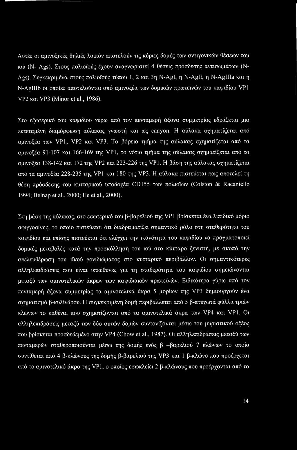 Στο εξωτερικό του καψιδίου γύρω από τον πενταμερή άξονα συμμετρίας εδράζεται μια εκτεταμένη διαμόρφωση αύλακας γνωστή και ως canyon. Η αύλακα σχηματίζεται από αμινοξέα των VP1, VP2 και VP3.
