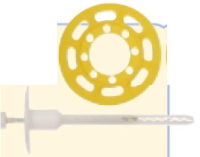 Pe dibluri si profile Instalare vata minerala cu dibluri si rondele pe perete de BCA sau caramida cu goluri Diblu cu surub metalic Rondea din material plastic diametru minim 60 mm,