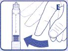 Uchopte pero tak, aby ihla ukazovala nahor a jemne poklepávajte prstom na inzulínový zásobník, aby sa všetky vzduchové bubliny dostali hore k ihle F