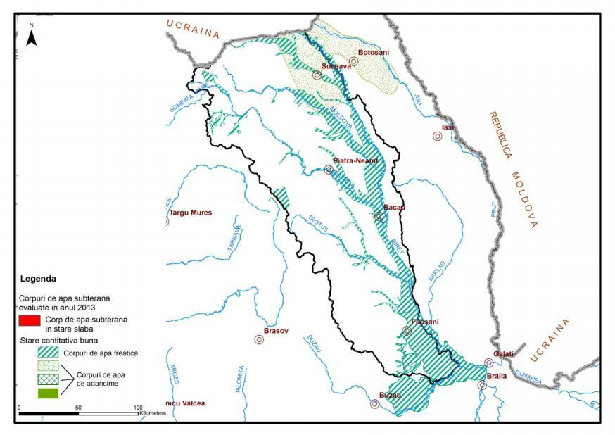Figura 6.13- Starea cantitativă a corpurilor de apă subterană atribuite ABA Siret 6.2.