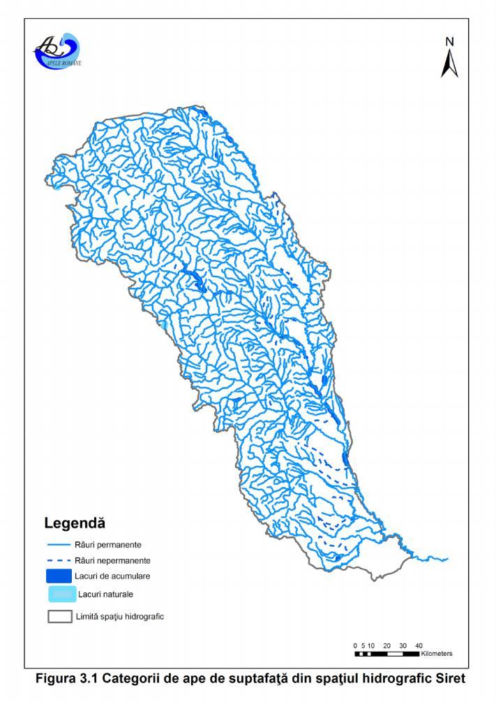 3. CARACTERIZAREA APELOR DE SUPRAFAŢĂ 3.1. Categorii de apă de suprafaţă La nivelul s.h.siret există următoarele categorii de ape de suprafaţă: râuri (naturale, puternic modificate şi artificiale) 10.