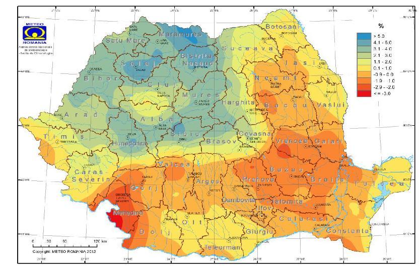 2001-2030, comparativ cu intervalul de referinţă 1961-1990.