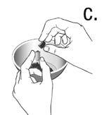 6 Έχοντας τα χέρια σας πάνω από το δοχείο, κρατήστε το καψάκιο με το καπάκι προς τα επάνω (βλ. b). 7 Προσεκτικά τραβήξτε το καπάκι από το σώμα του καψακίου (εικόνα c).