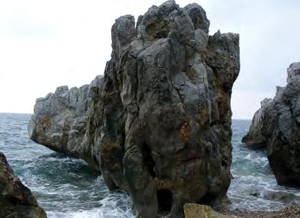 probably related to interaction with meteoric water. Ασβεστολοθικοί όγκοι προσανατολοσμένοι στη διεύθυνση της ρηξιγενούς τεκτονικής που χαρακτηρίζει την περιοχή Λουτρών Αγίας Παρασκευής.