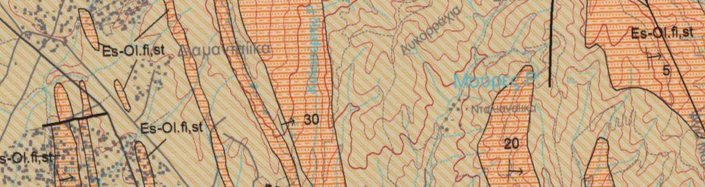 ΘΕΣΗ Σχήµα 1: Απόσπασµα γεωλογικού χάρτη (Ι.Γ.Μ.Ε., φύλλο Αγρίνιο κλίµακα 1:50.