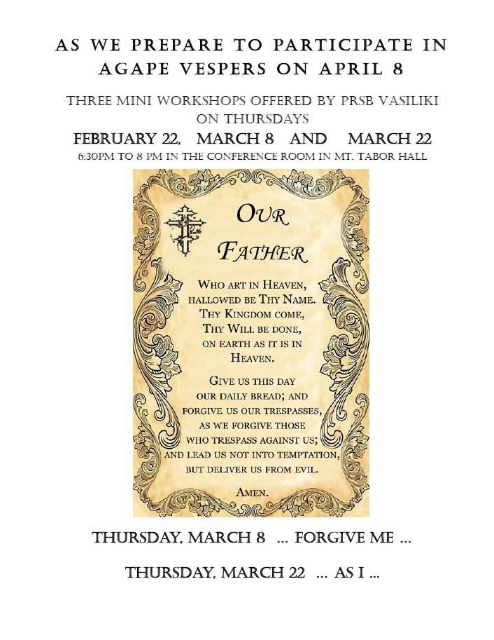 The third mini workshop Donations for Flowers for Holy offered by Week & Pascha Prsb Vasiliki will be on We are collecting contributions for the many Thursday March 22 6:30pm to 8 pm in the