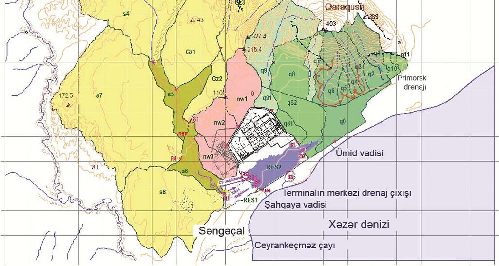 yığılma zonası üçüncü tərəfə aid boru kəməri dəhlizi boyunca cənub-şərq istiqamətində alçaq səviyyədə yerləşən ərazilərin daxil olduğu 135km 2 sahəni əhatə edir.