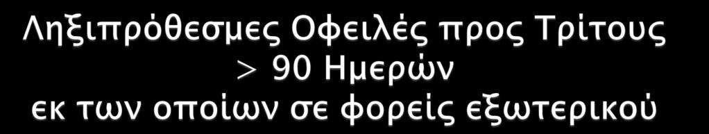 Αποτελεί υποσύνολο της στήλης 50 «Ληξιπρόθεσμες Οφειλές προς Τρίτους >90 προς τρίτους» Καταχωρίζεται το μέρος που αφορά σε φορείς με έδρα στην αλλοδαπή, από το