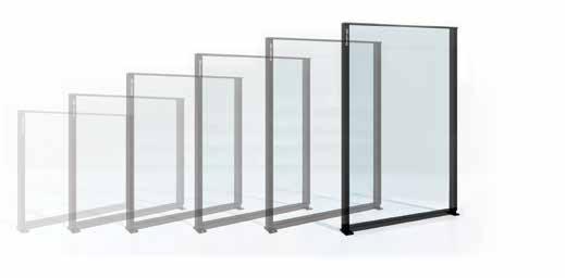 Glass Wall Το σύστημα Glass Wall προσφέρεται σε 6 τύπους με βάση το ύψος: Glass Wall system is available in 6 standard types, based on height