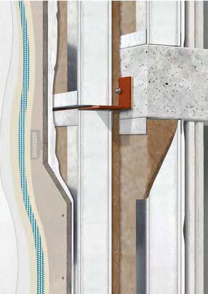 1. Tencuială decorativă AQUAPANEL 2. Grund AQUAPANEL de exterior pt. aplicare peste mortar 3. Mortar de armare AQUAPANEL 1 pentru faţade şi pereţi exteriori + plasă de armare AQUAPANEL 4.