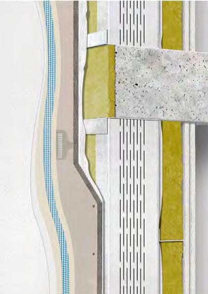 1. Tencuială decorativă 2. Grund AQUAPANEL de exterior pt. aplicare peste mortar 3. Mortar de armare AQUAPANEL pentru faţade şi pereţi exteriori + plasă de armare AQUAPANEL 4.
