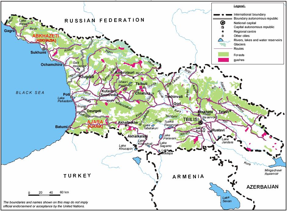 საქართველო: ენერგოსისტემის განვითარების გარემოზე ზემოქმედების სტრატეგიული შეფასება საბოლოო ანგარიში saxelmwifo tyeebi magalitad, daaxloebit 75% kolmeurneobis teritoriebisa moicavs xeebs, romelta