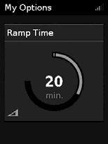πίεση έως τη συνταγογραφημένη πίεση θεραπείας. Μπορείτε να ρυθμίσετε την επιλογή Ramp Time (Χρόνος κλιμάκωσης) σε Off (Απενεργοποίηση) ή μεταξύ 5 έως 45 λεπτά. Για να ρυθμίσετε το χρόνο κλιμάκωσης: 1.