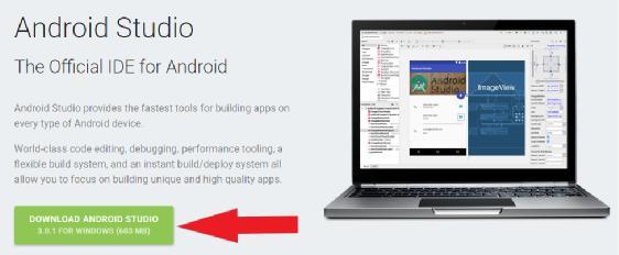 1.1. Εγκατάσταση Android Studio Για να εγκαταστήσουμε το Android Studio αρκεί να ακολουθήσουμε το link στην αρχική σελίδα της Google Developer (https://developer.android.com/studio/index.