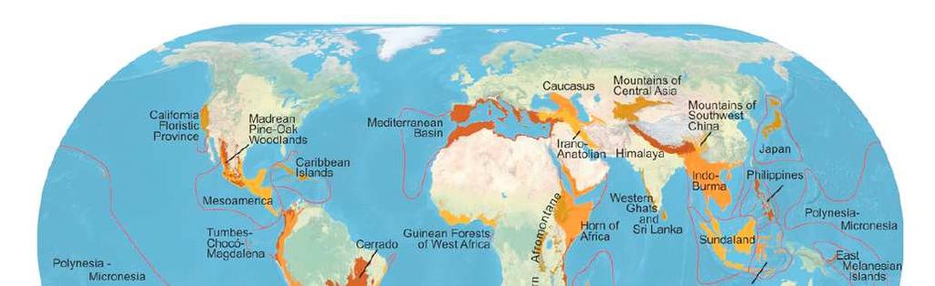 The world s biodiversity hotspots 35 biodiversity hotspots that cover only 17.