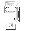 Savienotājvada pozīcija testa signālam Apraksts 4...20 ma testa signāla mērīšana caur pluss un testa termināli: iespējama. (Tādējādi izejas strāvu var izmērīt, neiejaucoties procesā caur diodi.