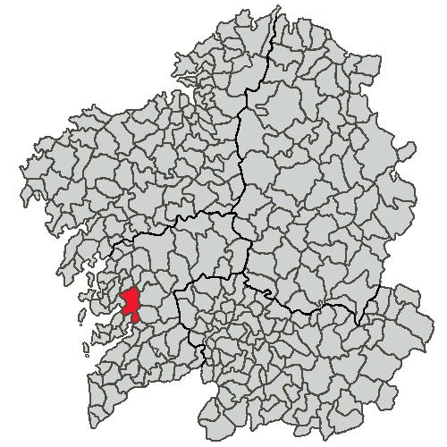 Esténdese pola parte sur da ría que leva o seu nome, onde ocupa os vales fluviais do Lérez e do río dos Gafos.