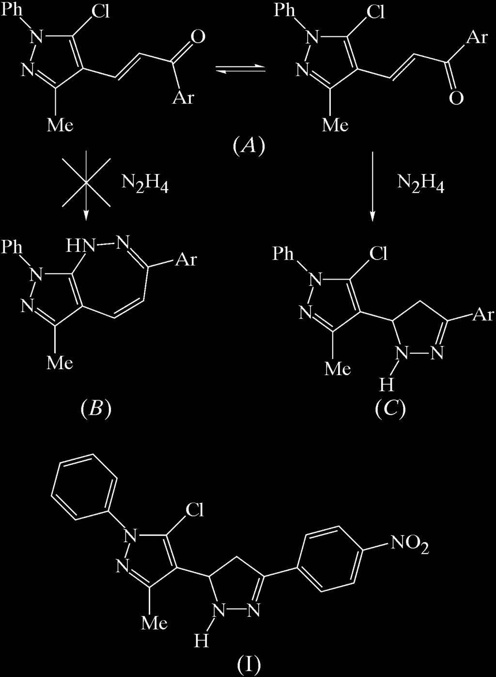 organic compounds Acta Crystallographica Section C Crystal Structure Communications ISSN 0108-2701 5-Chloro-3-methyl-4-[3-(4-nitro- phenyl)-4,5-dihydro-1h-pyrazol-5-yl]- 1-phenyl-1H-pyrazole: a chain