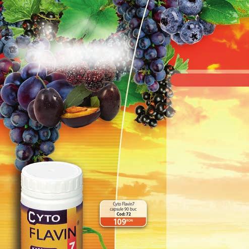 Cyto FLAVIN7+ Cyto FlaVIn7+ Bioflavonoidele roșii se absorb la nivelul intestinelor și au un efect profilactic și curativ îndeosebi la nivelul aparatului circulator, dar și asupra celorlalte aparate
