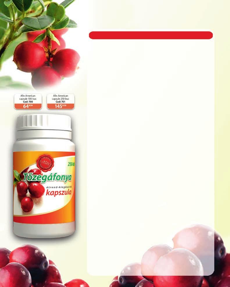 Efect antibacterian natural Afin american capsule Afinul american (Vaccinium macrocarpon) este o plantă perenă cu fructe de culoare roşie.
