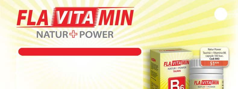 69 natur Power Taurină + Vitamina B6 100 capsule Are un rol important în sinteza neurotransmiţătorilor și în procesele neuronale.