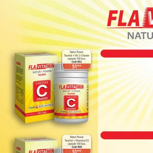 natur Power Taurină + Vitamina C Chester 100 capsule Noua formă a vitaminei C persistă mai mult în sânge.