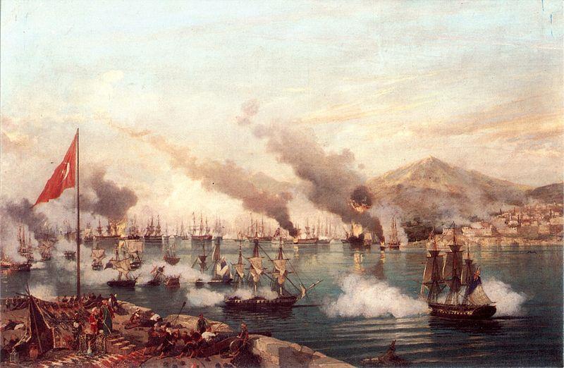 Η Ναυμαχία του Ναβαρίνου, του Ambroise Louis Garneray (1827) Public Domain