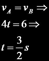 ΘΕΜΑ Β Α. Σωστή είναι η β Το κινητό Α έχει εξίσωση κίνησης, που σημαίνει ότι εκτελεί Ε.Ο.Κ. με ταχύτητα Το δε Β έχει εξίσωση κίνησης, που σημαίνει ότι εκτελεί ε.ο.επιταχυνόμενη κίνηση χωρίς αρχική ταχύτητα, με επιτάχυνση α = 4m/s 2 Η στιγμή που θα έχουν κοινή ταχύτητα υπολογίζεται ως κατωτέρω : Β2 Α.