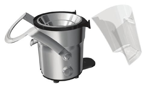 Make sure they lock into place ( click ). 4. Place the pulp container into the appliance by tilting it forwards slightly.