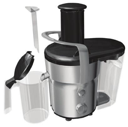 Getting started 7. Place the juice jug under the spout. 8. To separate the foam from the juice when pouring the juice into a glass, insert the foam separator by sliding it into the juice jug.