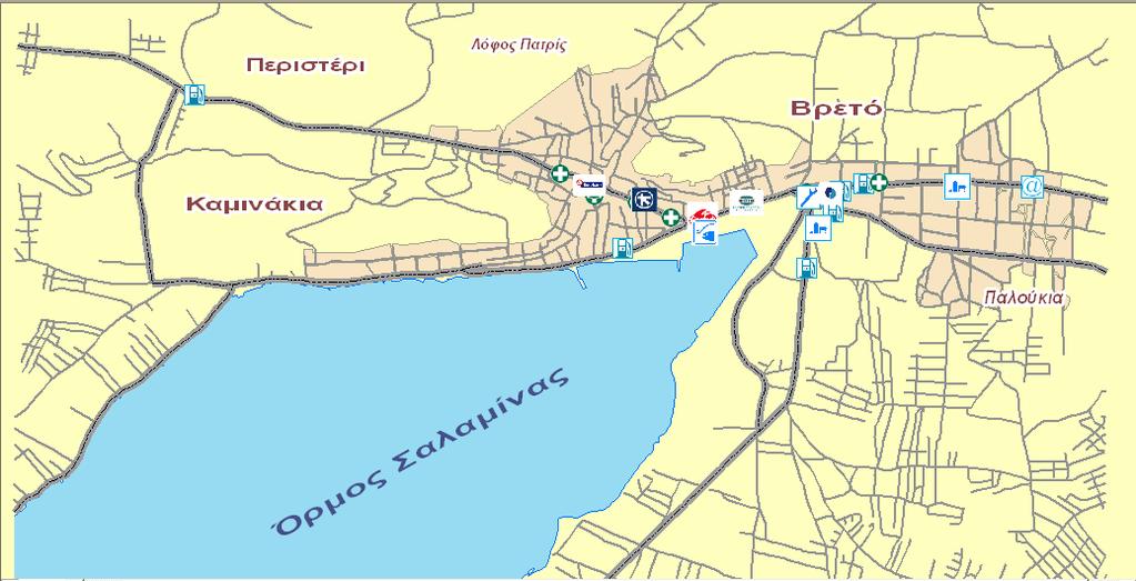 4.7 Σχολιασμός των οπτικών μεταβλητών των παραγόμενων χαρτών Χάρτης Κύριων Εμπορικών Καταστημάτων Χάρτης Υπηρεσιών Κοινής Ωφέλειας 1.