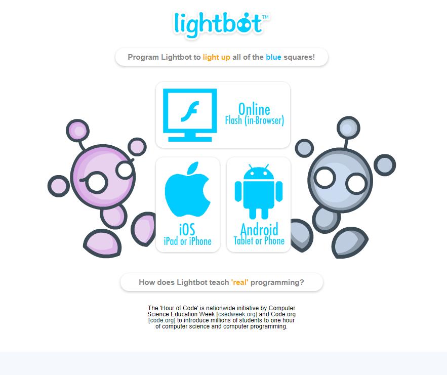 Lightbot HOC http://lightbot.com/hour-of-code.