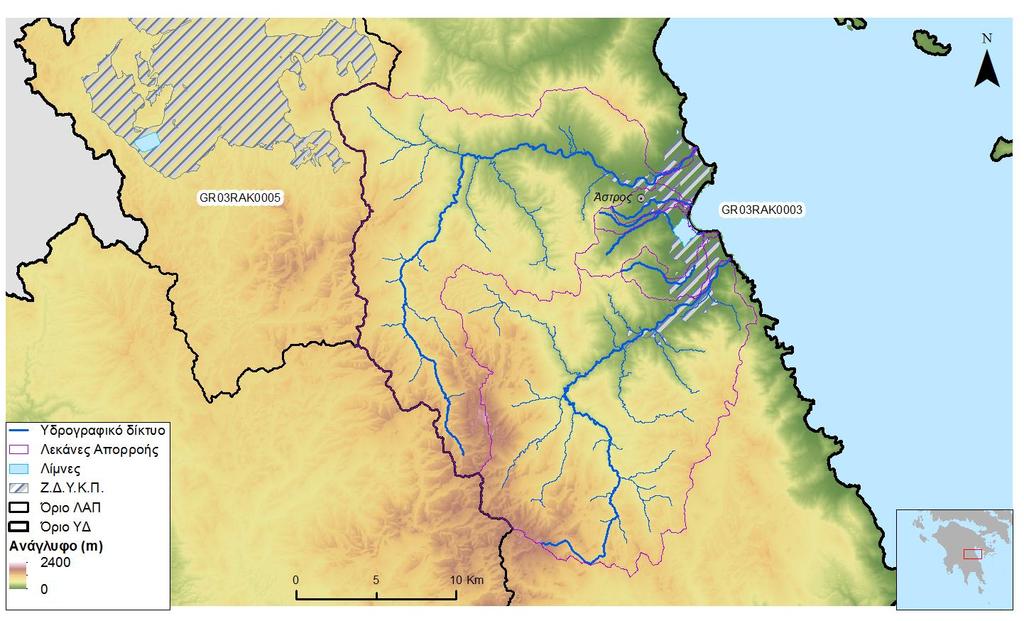 Α/Α Ονομασία Χαρακτηρισμός Μήκος (km) Έκταση Λεκάνης Απορροής (km 2 ) Κωδικός Λεκάνης Απορροής 5 Στραβόρεμα Ρ. Ρέμα 13.03 18.57 GR3114499 6 Κορακοφωλιά Ρ. Ρέμα 34.22 125.51 GR3114530 7 Λαγκάδια Ρ.