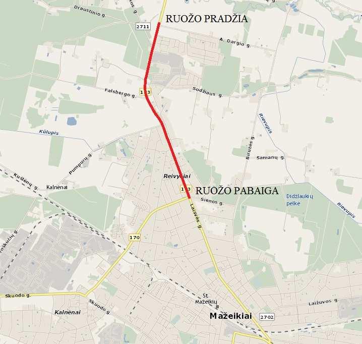 13 iš 26 2. pav. Valstybinės reikšmės krašto kelio Nr. 163 Ežerė - Mažeikiai rekonstravimo ribos 19.