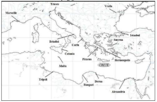 Εικόνα 21 Λιμάνια τακτικής ατμοπλοϊκής σύνδεσης