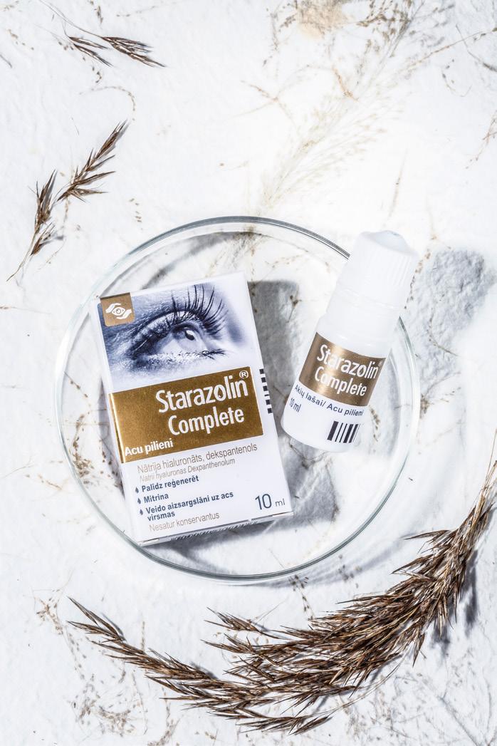 STARAZOLIN COMPLETE acu mirdzumam un labsajūtai Sniedz atvieglojumu kairinātām, sausām un nogurušām acīm, atjaunojot acu hidratācijas dabisko līdzsvaru, un palīdz tās uzturēt.