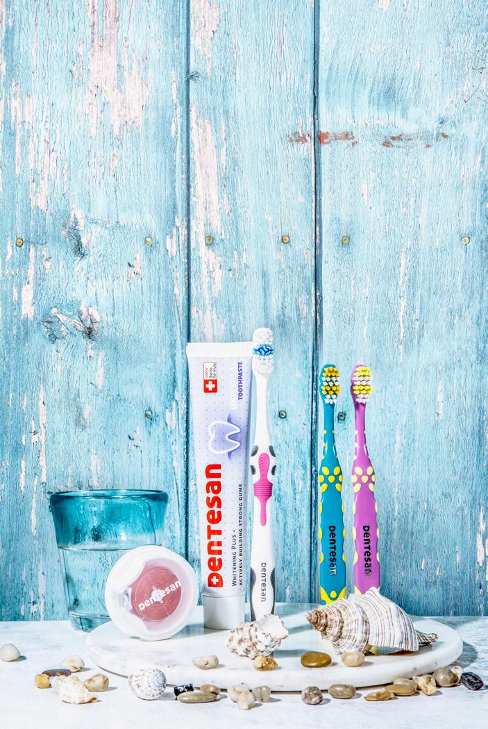 DENTESAN visai ģimenei! 1. Dentesan Universal zobu pasta, 75 ml Ieteicams kairinātām smaganām un jutīgiem zobiem. Sastāvā E vitamīns, α-bisabolols, kalcijs un alumīnija laktāts.