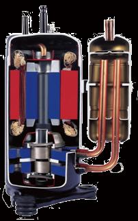 Better balance and Extremely Low Vibration: - Twin eccentric cams - balance weights Compact 4 way cassette Compressor (Twin Rotary) structure Highly Stable Moving Parts: - Optimal