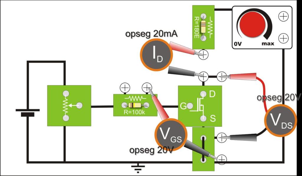 Slika 3 IZRADA VEŽBE Potenciometar za promenu napona VGS tranzistora podesiti tako da voltmetar pokazuje 3.50V.