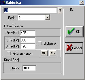 Kliknuti na dugme kv, da se dobije ispis napona po sabirnicama.