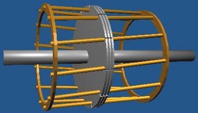 Пресек и делови трофазног асинхроног мотора са прстенастим ротором 3.1.
