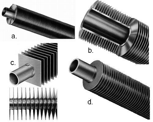 În unele cazuri pasul nervurilor la RA cu suprafeţele nervurate lamelare se micşorează până la 1,8 mm, nervurile se fac din Al cu grosimea de 0,2 0,3 mm.