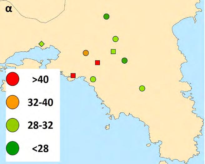 Η παρατηρούμενη μείωση των επιπέδων συμβαδίζει με τη μείωση των εκπομπών σε εθνικό επίπεδο, η οποία στο διάστημα 2001-2015 ανήλθε στο 54% για τα πρωτογενή σωματίδια και τους προπομπούς δευτερογενών