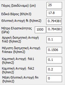 Στο κάτω δεξί μέρος του παραθύρου υπάρχει ο συγκεντρωτικός πίνακας των υπολογιζόμενων τιμών του επιλεγμένου τοίχου που συμπληρώνεται αυτόματα από το πρόγραμμα.