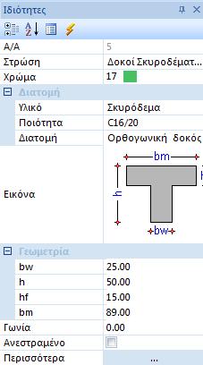 Ταυτόχρονα απομονώνεται η στάθμη στην οποία ανήκει, ενώ στη δεξιά πλευρά της οθόνης εμφανίζονται οι ιδιότητές του με δυνατότητα άμεσης τροποποίησής τους.